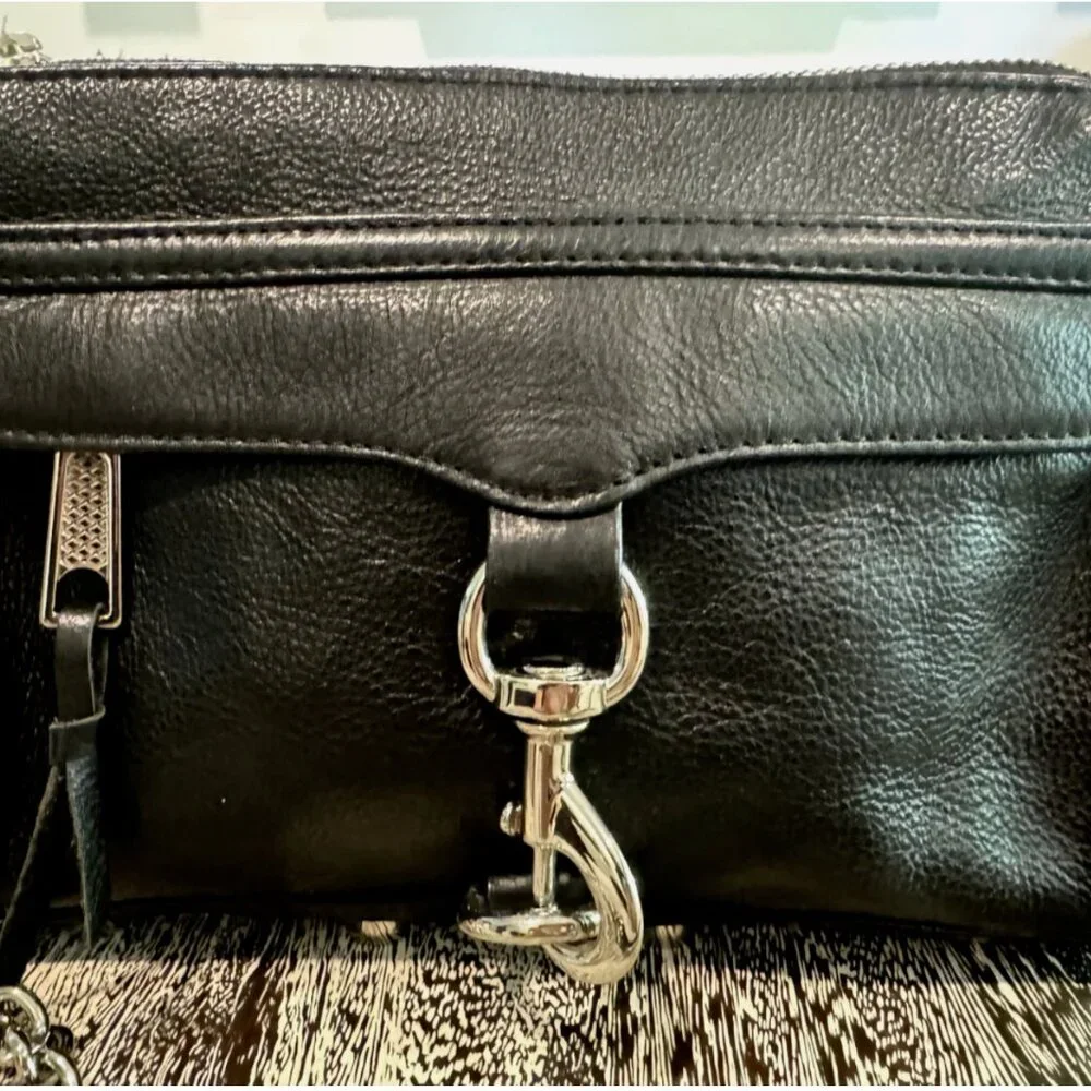 Rebecca Minkoff Purse Black Leather Mini MAC Silver Hardware Crossbody Bag Studs - Picture 3 of 9